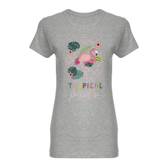 Flamingos Tropical Paradise Shaped T-Shirt Women -Image by Shutterstock, Female Small