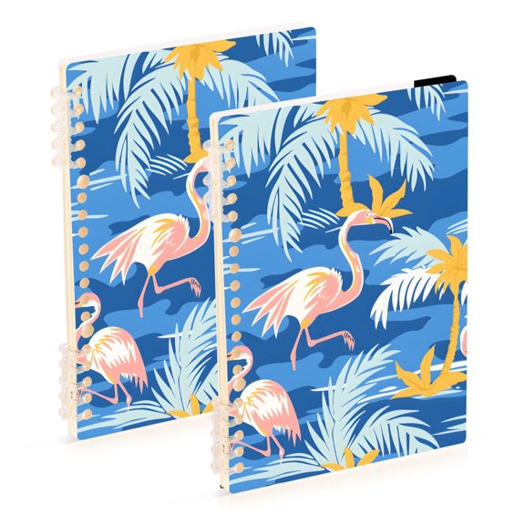 Flamingos and Coconut Trees Notebook Detachable Coil Notebook Diary Plan Book A5 Size 60 Pages 1 Pack