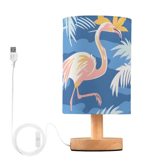 Flamingos and Coconut Trees Table Lamp with USB Port LED Warm Light Lamp Night Light Home Decor