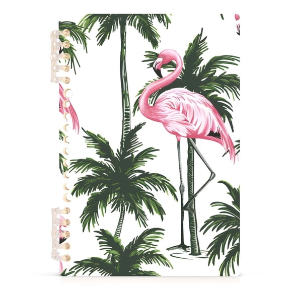 Flamingos and Palm Trees Notebooks 1-subject Journal 60 Sheets A5 College Ruled Paper Detachable Ring 8.3"x5.7"