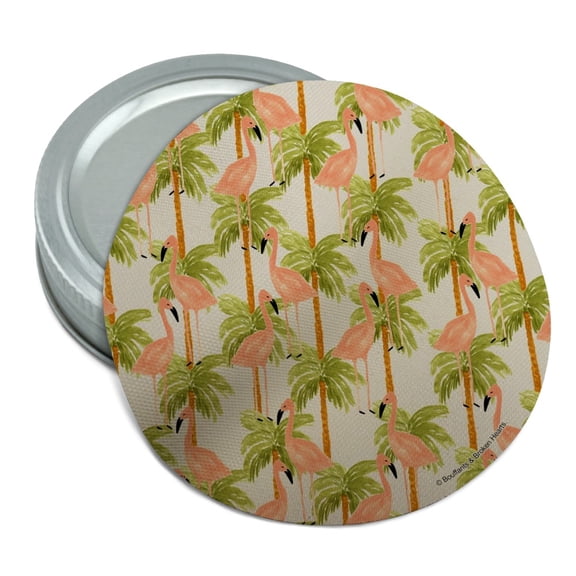 Flamingos and Palm Trees Round Rubber Non-Slip Jar Gripper Lid Opener