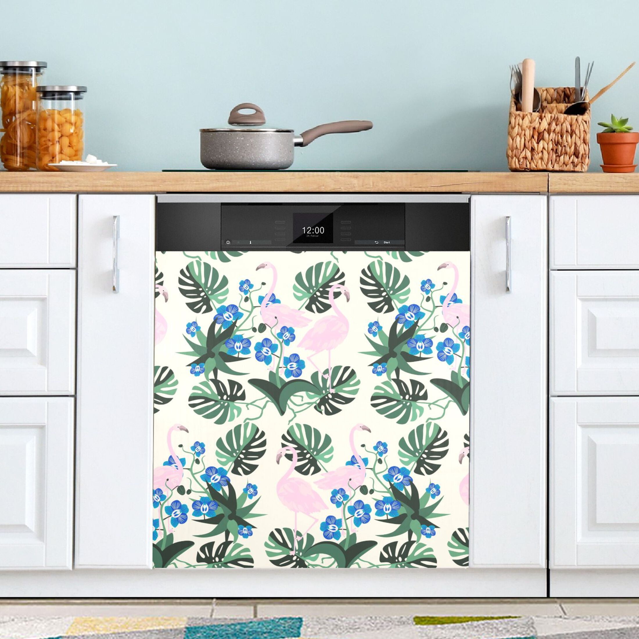 Flamingos in Jungle Dishwasher Cover Refrigerator
