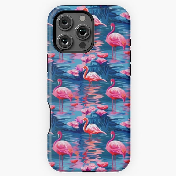 Flamingos in the Water Tropical Pattern Phone Case for iPhone 11 12 13 14 15 16 17 Pro Max