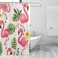 thumbnail image 1 of Flamingos with Palm Leaves and Flowers Shower Curtains with 12 Hooks Waterproof Bathroom Decor 66" x 72", 1 of 6