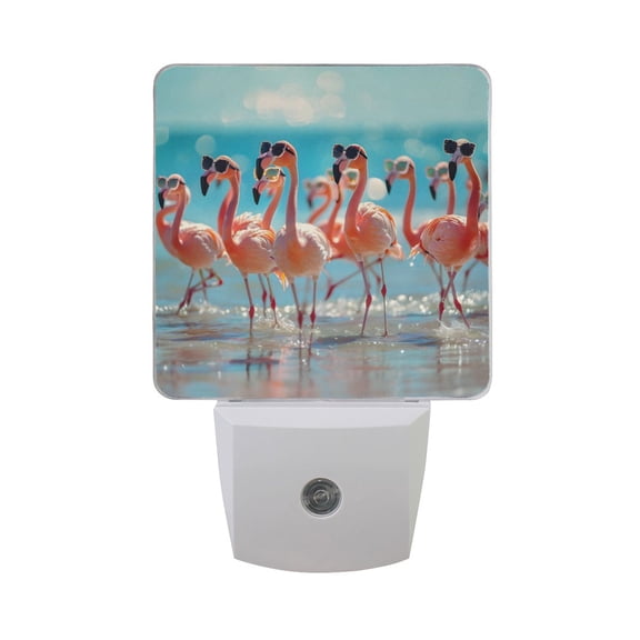 Flamingos with Sunglasses Beach LED Night Light with Smart Sensor Plug Into Wall Dusk to Dawn 2 packs
