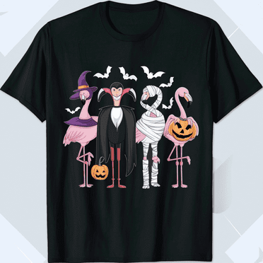 Flamingoween Halloween Pink Flamingo Costume Skeleton Witch T-Shirt