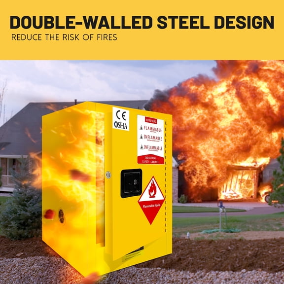 Flammable Cabinet 18" x 18" x 23" Inch 4 Gal, Adjustable Shelf Flammable Storage Cabinet, for Commercial, Industrial, and Home Use Safety Cabinet, 4 Gallon Flammable Storage Cabinet Industry