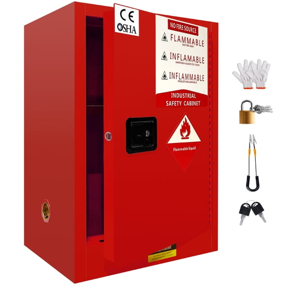 Flammable Cabinet 23.23" x 18" x 35.5", Fire Safety Adjustable Shelf Cabinet, Cold-Rolled Steel Manual-Close, for Home, Garages, and Small Businesses Use,