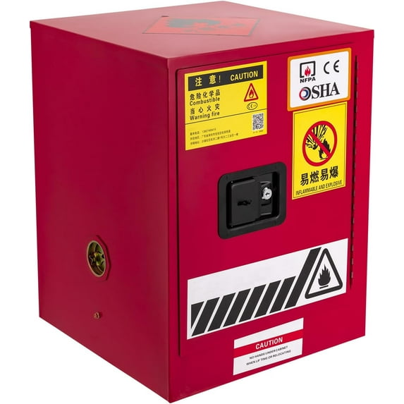 Flammable Cabinet 4 Gallon Flammable Safety Storage Cabinet, 17" x 17" x 22" Cold-Rolled Steel Adjustable Shelf Flammable Liquid Storage Cabinet for Home Use