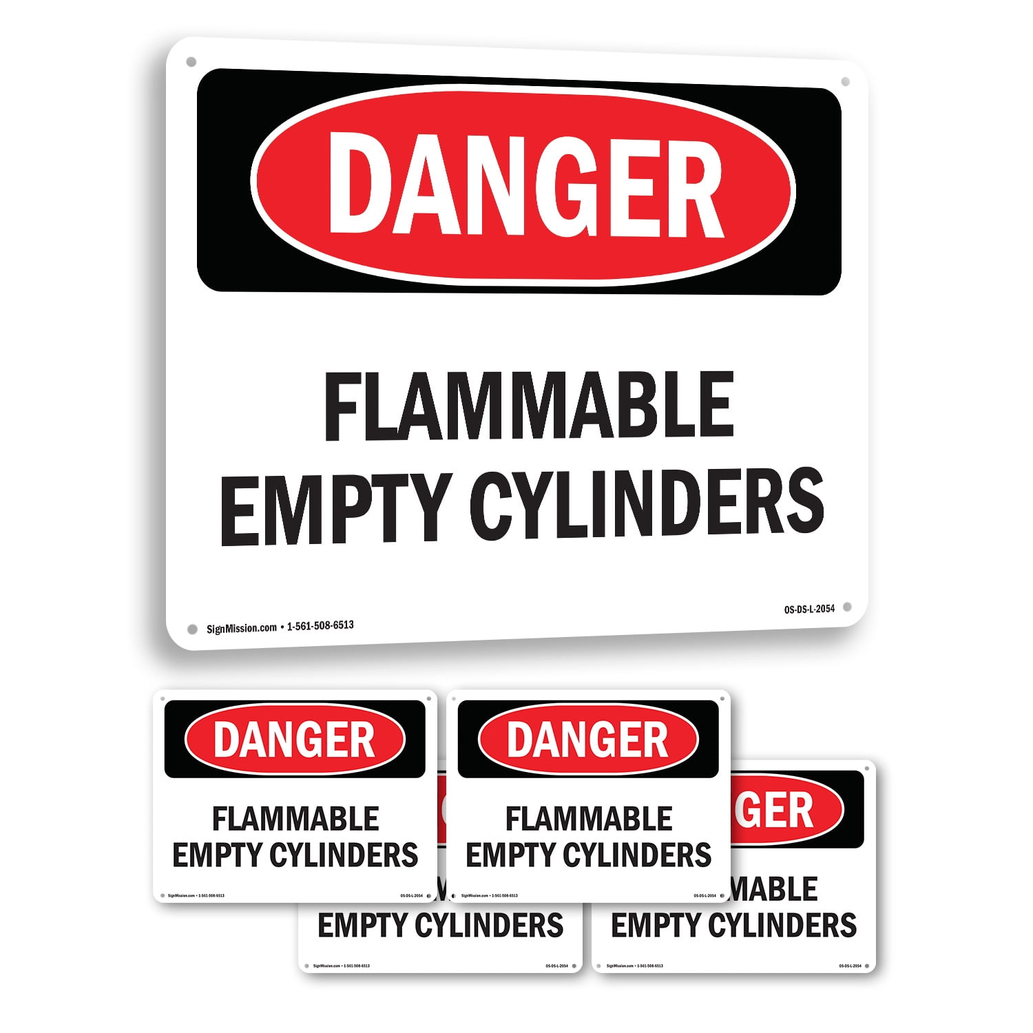 Flammable Empty Cylinders OSHA Danger Aluminum Sign 24 Inch x 18 Inch ...