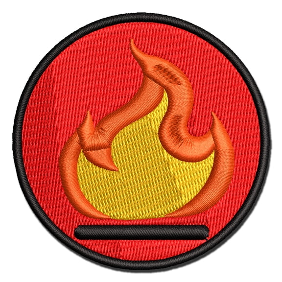 Flammable Fire Icon Applique Multi-Color Embroidered Iron-On Patch - 2.0 Inch Mini