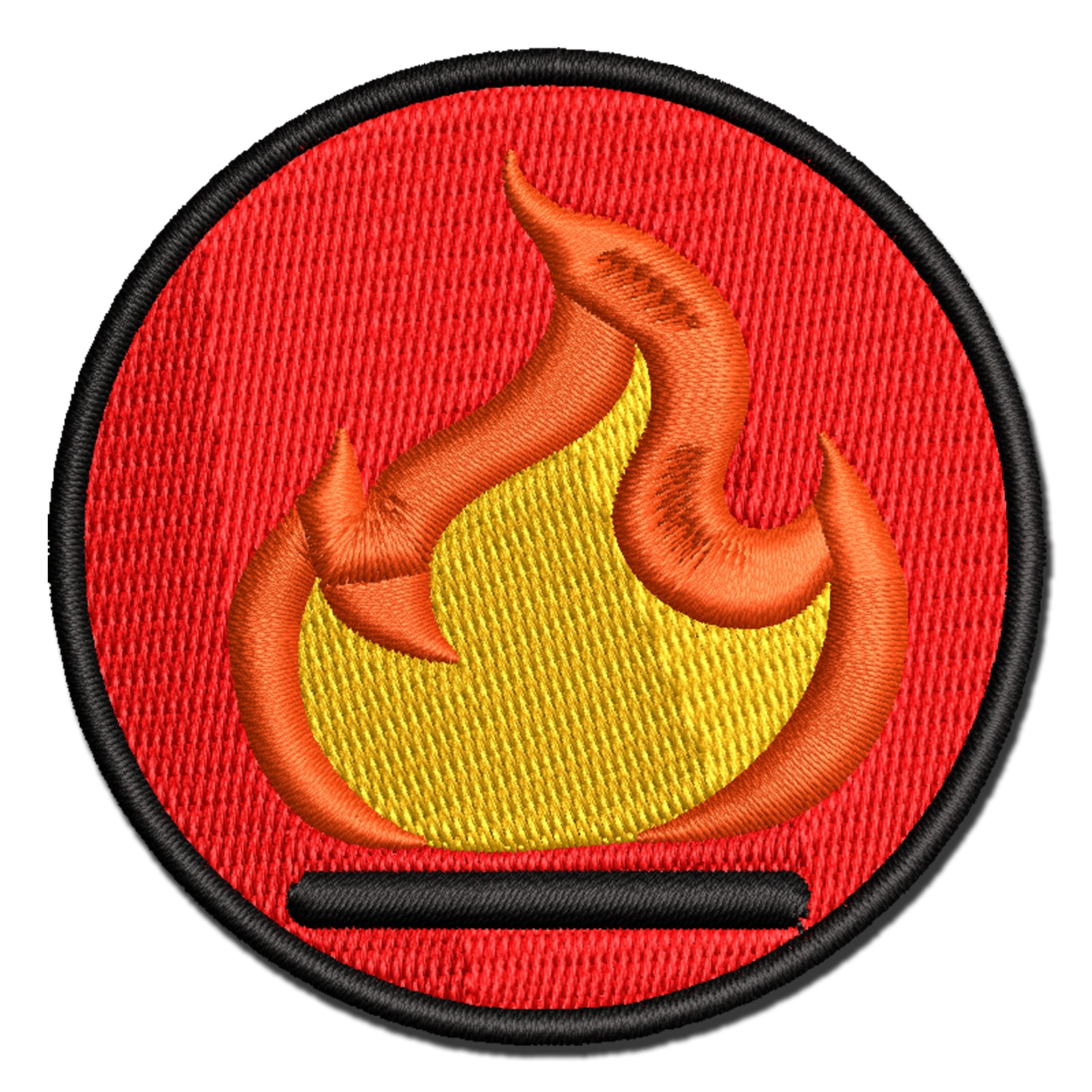 Flammable Fire Icon Applique Multi-Color Embroidered Iron-On Patch - 3.5 Inch Large