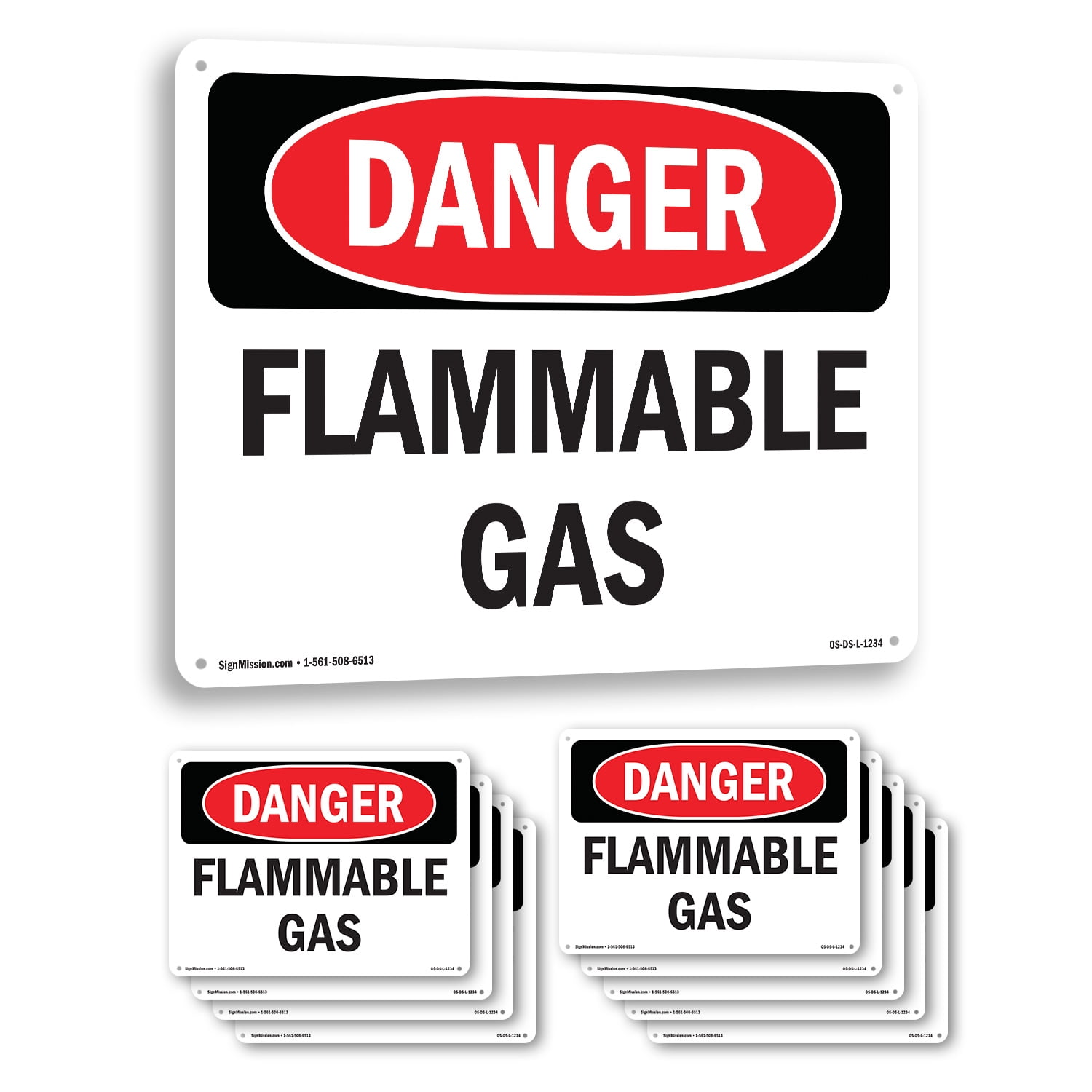 Flammable Gas OSHA Danger Aluminum Sign 10 Inch x 7 Inch - 10 Pack ...