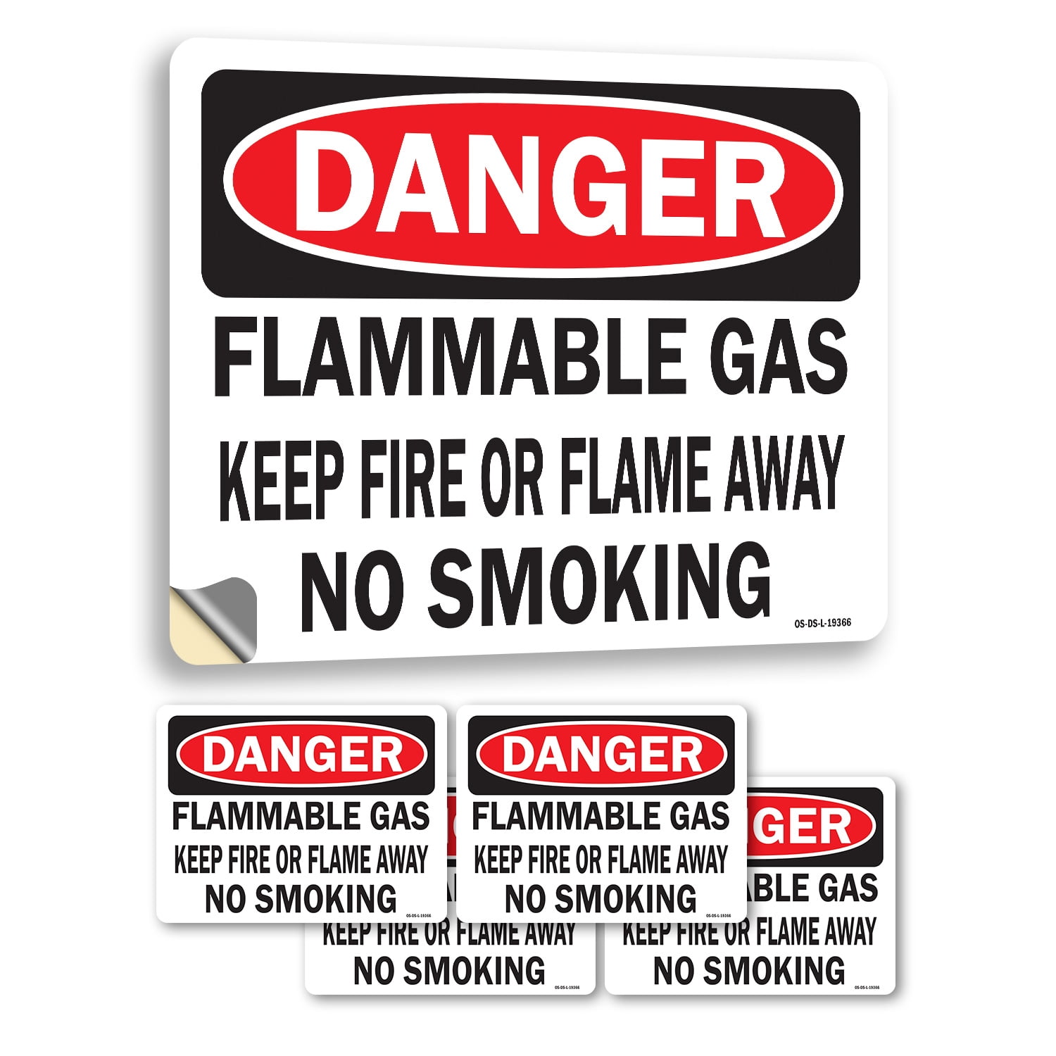 Flammable Gas OSHA Danger Vinyl Decal Label 18 Inch x 12 Inch - 5 Pack ...