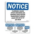 thumbnail image 1 of Flammable Liquids Attach Grounding And Bonding OSHA Notice Rigid Plastic Sign 24 Inch x 18 Inch - 5 Pack, 1 of 8