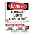 thumbnail image 1 of Flammable Liquids Keep Fire Away OSHA Danger Vinyl Decal Label 18 Inch x 12 Inch - 5 Pack, 1 of 6