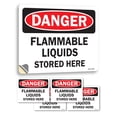 thumbnail image 1 of Flammable Liquids Stored Here OSHA Danger Vinyl Decal Label 14 Inch x 10 Inch - 5 Pack, 1 of 6