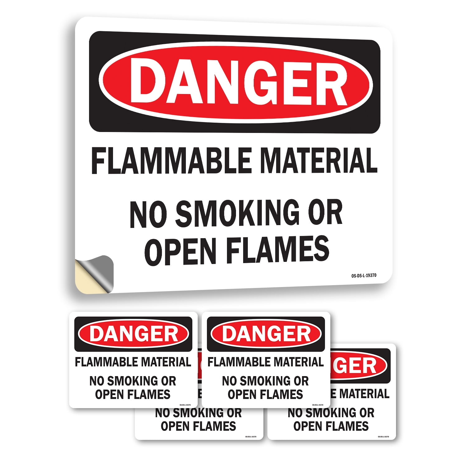 Flammable Material No Smoking Or Open Flames OSHA Danger Vinyl Decal ...