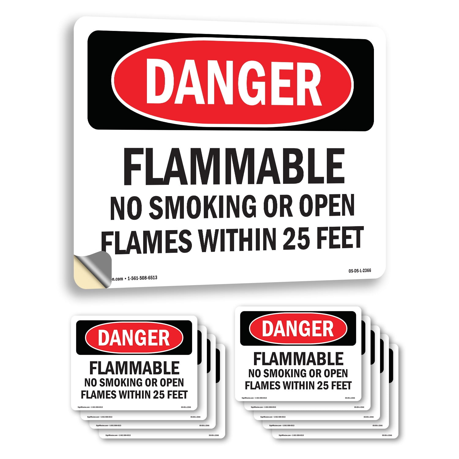 Flammable No Smoking Or Open Flames Within 25 Feet OSHA Danger Vinyl ...