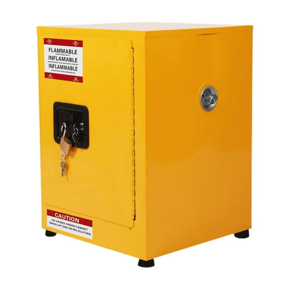 Flammable Safety Cabinet Galvanized Steel Storage Cabinet, 17" x 17" x 18",Yellow