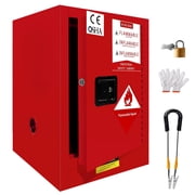 Flammable Safety Cabinet, OSHA CE Certified Double Wall Fireproof Flammable Liquid Storage Cabinet with 3-Point Lock, Anti-Static Ground Wire, Adjustable Shelf & Lock Accessories for Auto Shop, Lab,