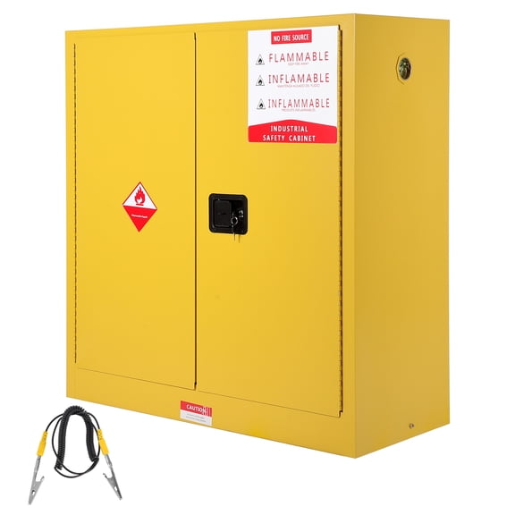 Flammable Safety Storage Cabinet Fireproof Double-Wall Galvanized Steel Adjustable Shelves 18x43x44in memory; 30 gallons