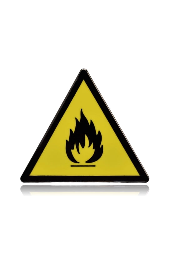 Flammable Safety Warning Hard Enamel Pin | Clayton Jewelry Labs