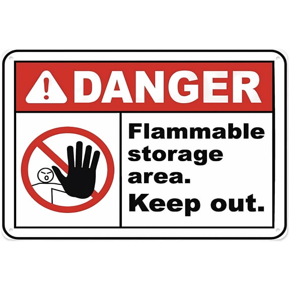 Flammable Storage Area Keep Out Sign - 8"x12" Vintage Metal Warning Sign for Home Farm Bar Coffee Shop Club, Storage Zone, Restricted Access, Fire Prevention