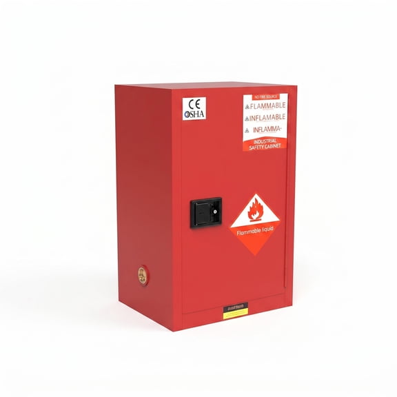 Flammable Storage Cabinet 12 Gallon Red, Fireproof Chemical Cabinet with 3-Point Lock & Adjustable Shelf, Double-Layer Explosion-Proof Steel Cabinet for Laboratories Workshops Garages