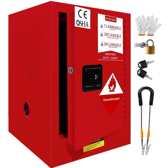 Flammable Storage Cabinet, 3-Point Lock, Double Wall Steel Fire Safety Cabinet, OSHA CE Certified, Explosion Proof Chemical Cabinet for Laboratory Industrial