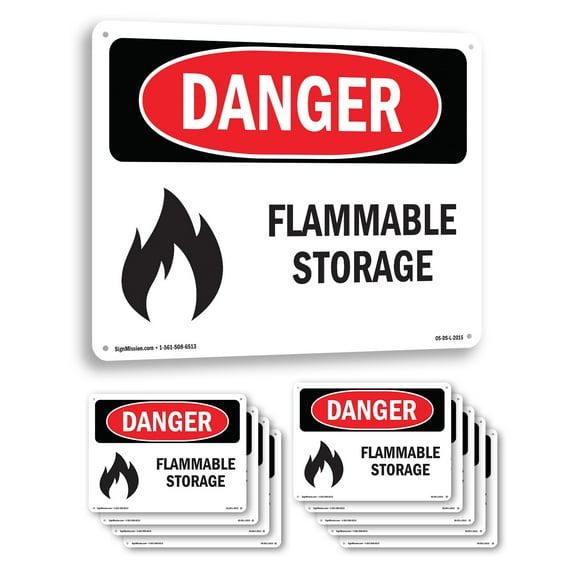 Flammable Storage OSHA Danger Aluminum Sign 18 Inch x 12 Inch - 10 Pack