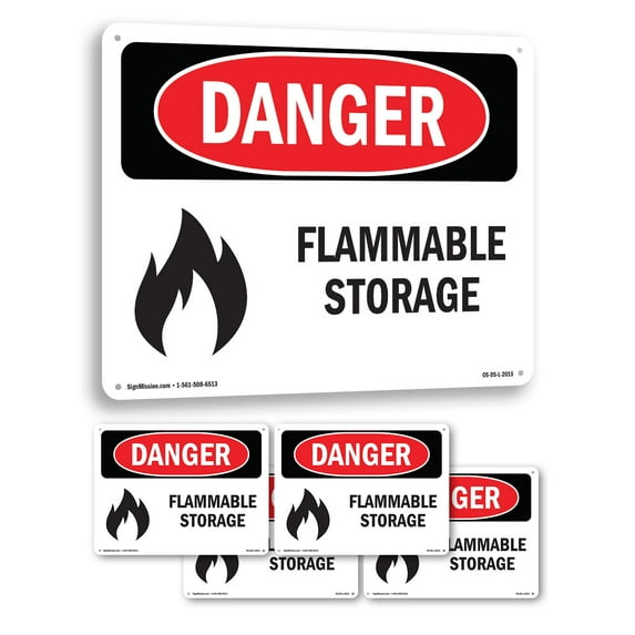 Flammable Storage OSHA Danger Rigid Plastic Sign 10 Inch x 7 Inch - 5 Pack