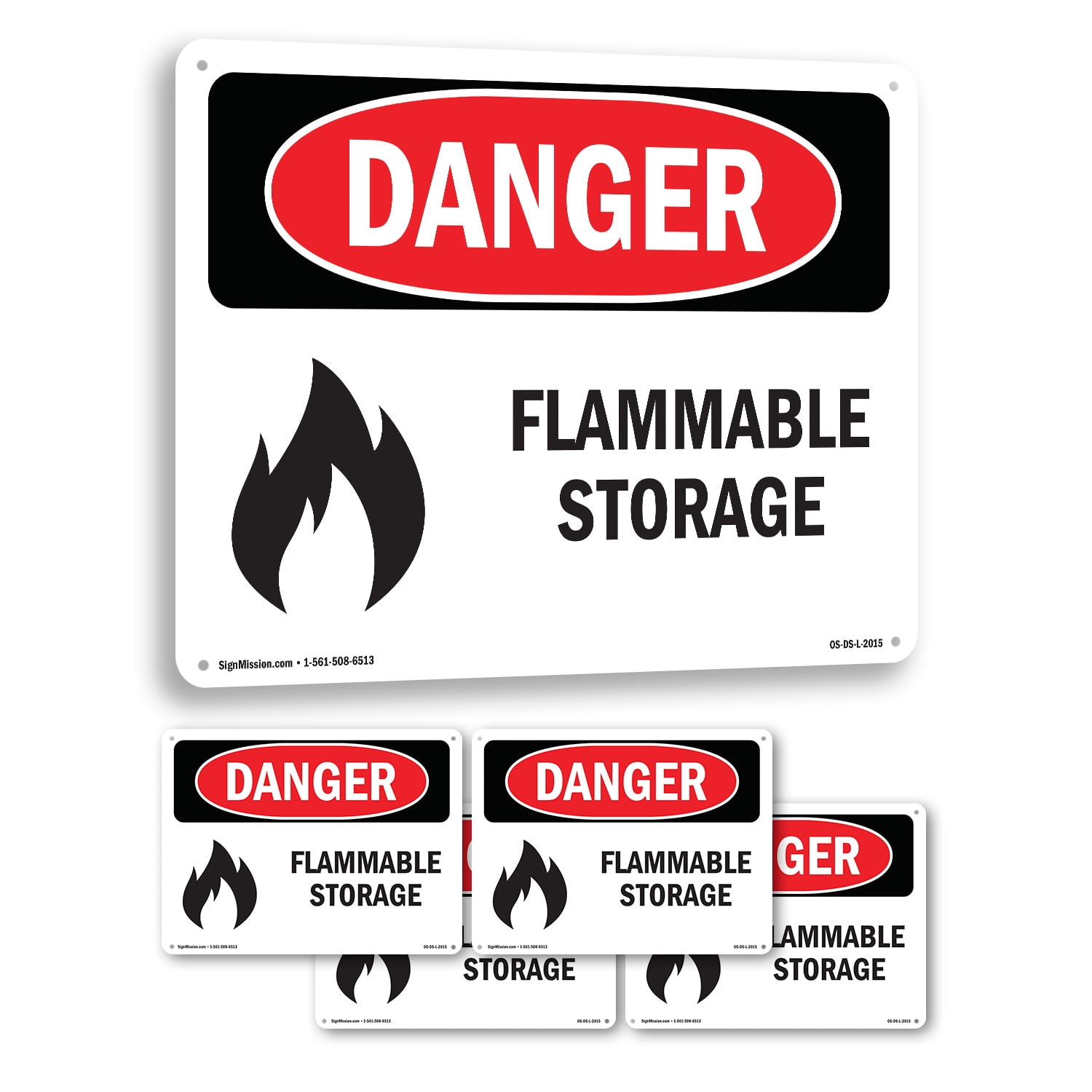Flammable Storage OSHA Danger Rigid Plastic Sign 18 Inch x 12 Inch - 5 ...