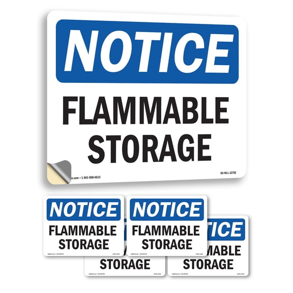 Flammable Storage OSHA Notice Vinyl Decal Label 7 Inch x 5 Inch - 5 Pack
