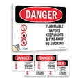 thumbnail image 1 of Flammable Vapors Keep Fire Away No Smoking OSHA Danger Vinyl Decal Label 10 Inch x 7 Inch - 5 Pack, 1 of 6
