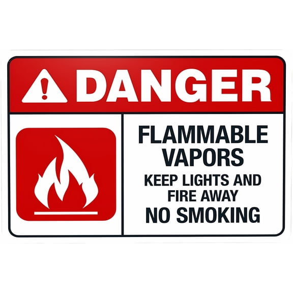 Flammable Vapors Keep Lights And Fire Away No Smoking Sign - 8"x12" Metal Security Sign, Safety Wall Decor for Home Business Yard Garden Office Street Road, Vapor Zone