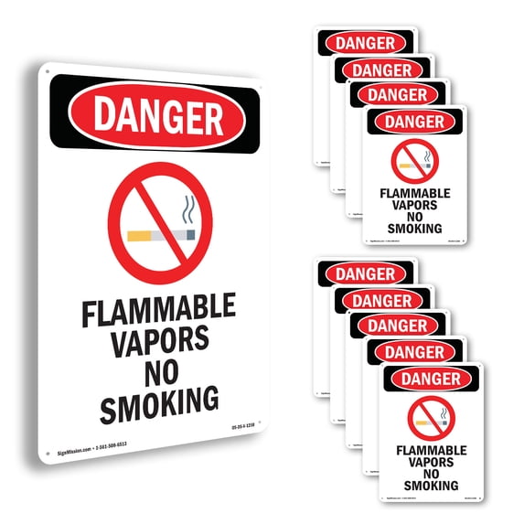 Flammable Vapors No Smoking OSHA Danger Aluminum Sign 24 Inch x 18 Inch - 10 Pack