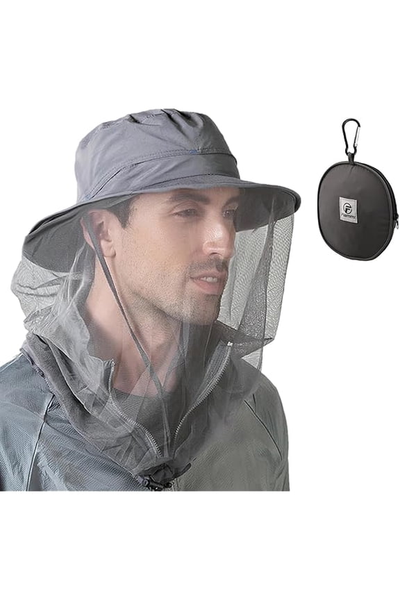 Flammi Mosquito Net Hat Safari Hat UPF 50+ Sun Protection Boonie Hats for Men with Neck Flap Fishing Hiking Hat for Men/Women