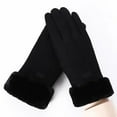 thumbnail image 1 of Flammi Women Winter Gloves for Women, Fur Cuffs Touchscreen Gloves Soft Warm Fleece Lined Gloves, Ski Snow Gloves Touch Screen Texting Gloves Running Cycling Driving Gloves (Black, One Size), 1 of 1