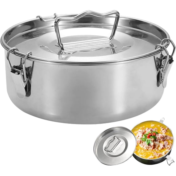 Flan Mold Stainless Steel Flan Pan with Lid and Handle Large Capacity Maker Portable Round Plate for Cheese Cake Chocolate Cupcake Pudding
