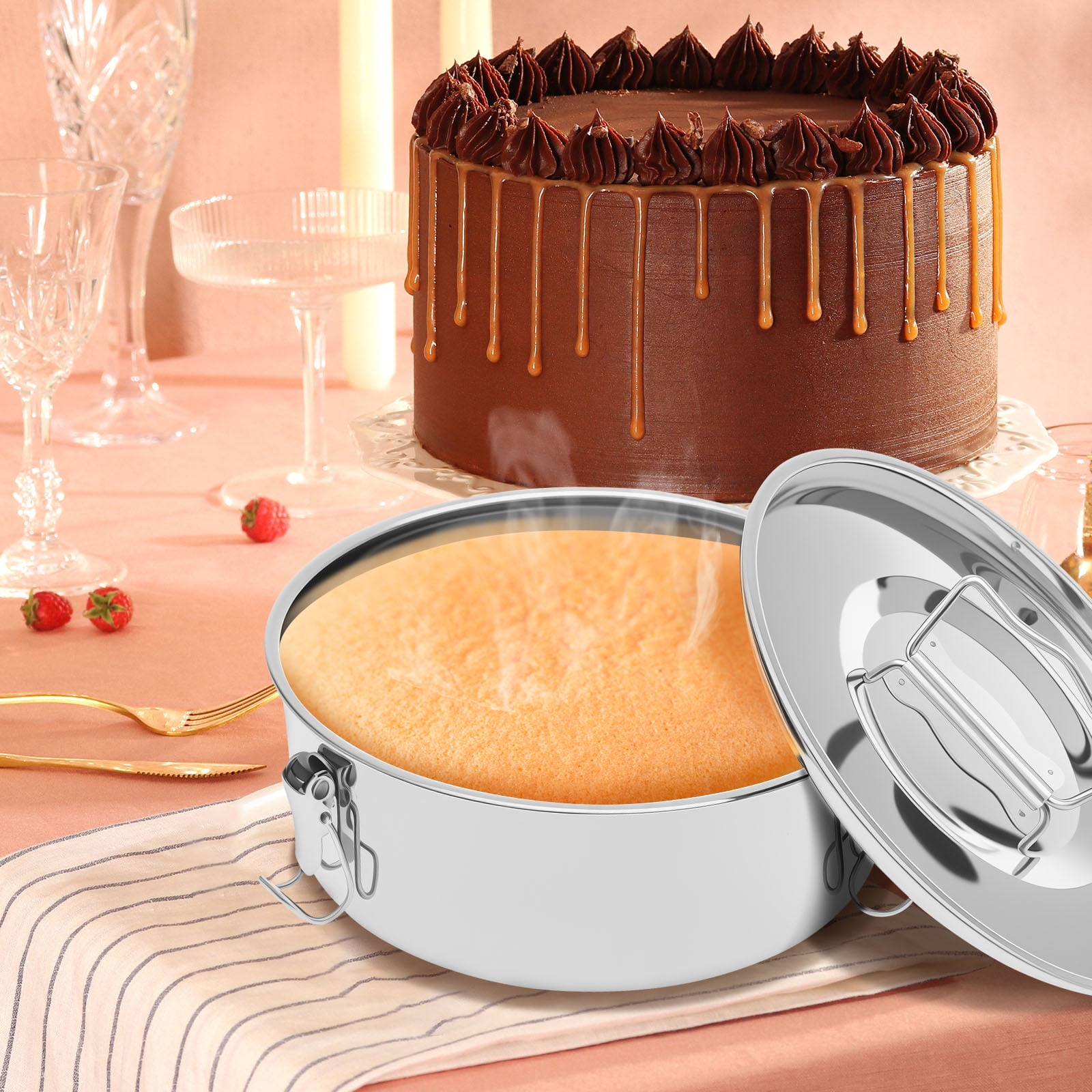Cake Silicone Flan Dish Flan Mold With Lid 304 Stainless Steel