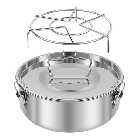 Flan Pan with Lid and Handle Stainless Steel Flan Pan Mold with 3 Locks Round Flan Maker Multifunctional Flan Pan Mold Flan Making Pot with Rack for Cooking Baking Cake Tarts