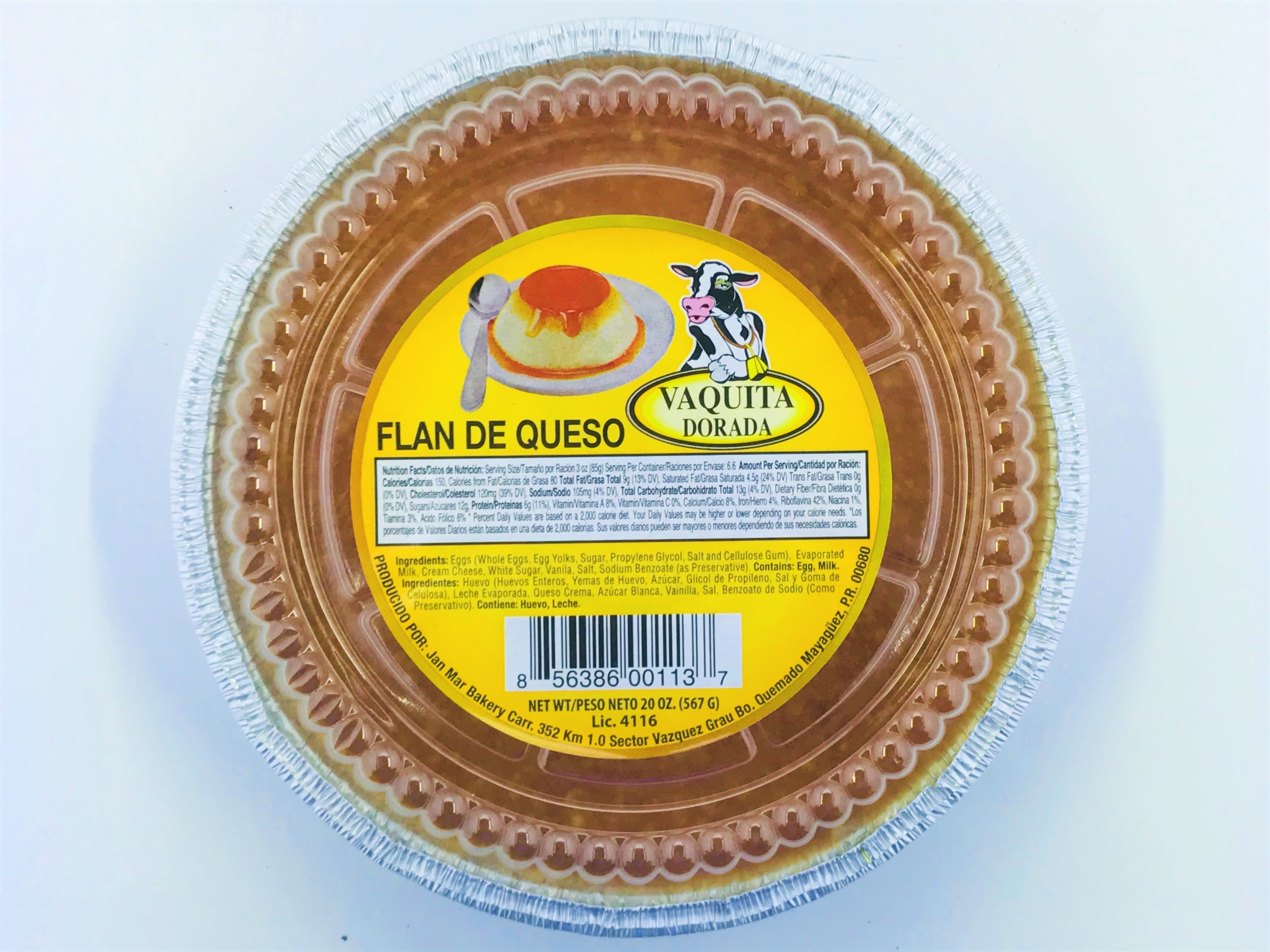 Flan Vaquita Dorada Queso, Refrigerated, Whole Flan, 20oz