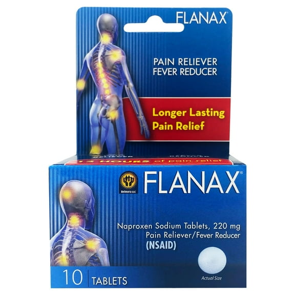 Flanax Naproxen Sodium USP Pain Reliever/Fever Reducer Tablets, 220 mg, 10 Count