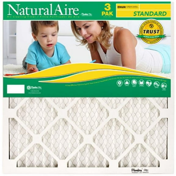 Flanders 87357.011420 3 Pack, 14 x 20 x 1 in. Natural Standard Pleated Air Filter - Pack Of 4