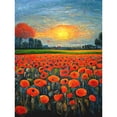 thumbnail image 1 of Flanders Field At Sunset Expressionism Oil Paint Poppy Flowers Unframed Wall Art Print Poster Home Decor, 1 of 3