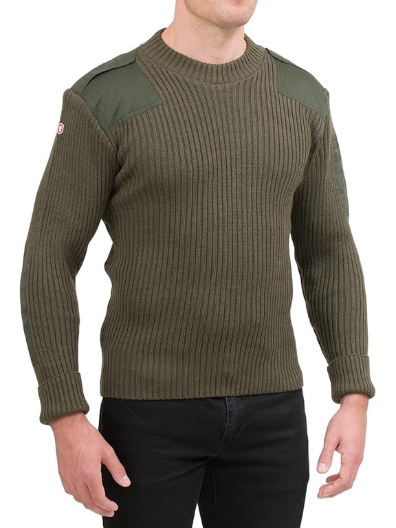 Natural Wool British Commando Sweater | Military Sweaters for Men | Tactical Sweater with Shoulder Patches