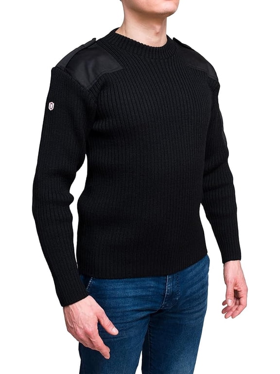 Natural Wool British Commando Sweater | Military Sweaters for Men | Tactical Sweater with Shoulder Patches