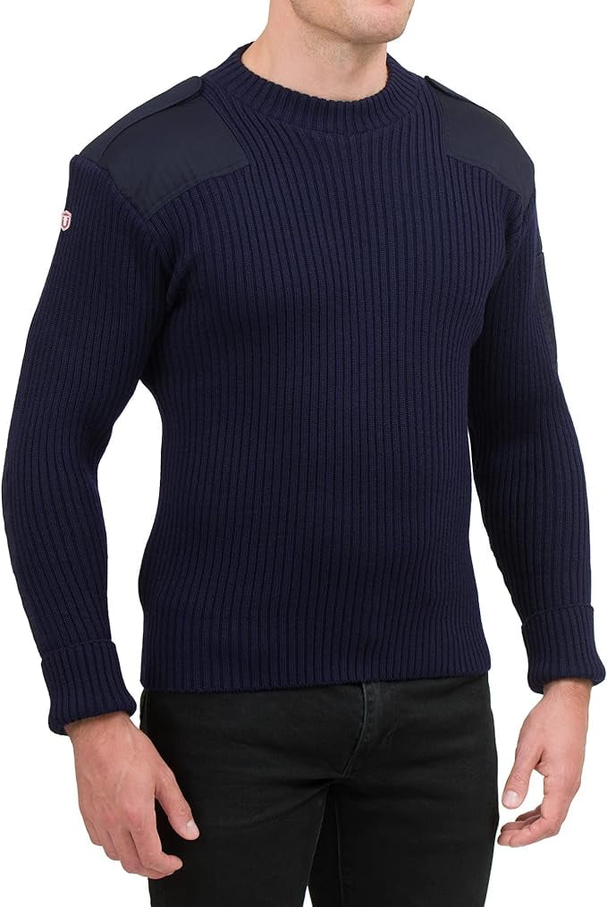 Navy Blue Men's Sweater With Shoulder Patches Est 1972