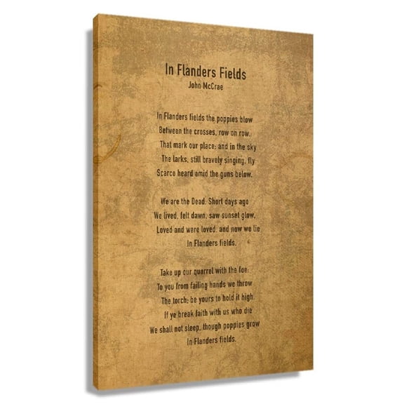 In Flanders Fields Poem Wall Art Framed Quotes Poster Decorations In Flanders Fields Poetry Artwork Verse Canvas Abstract Pictures For Bedroom Wall Decor Framed